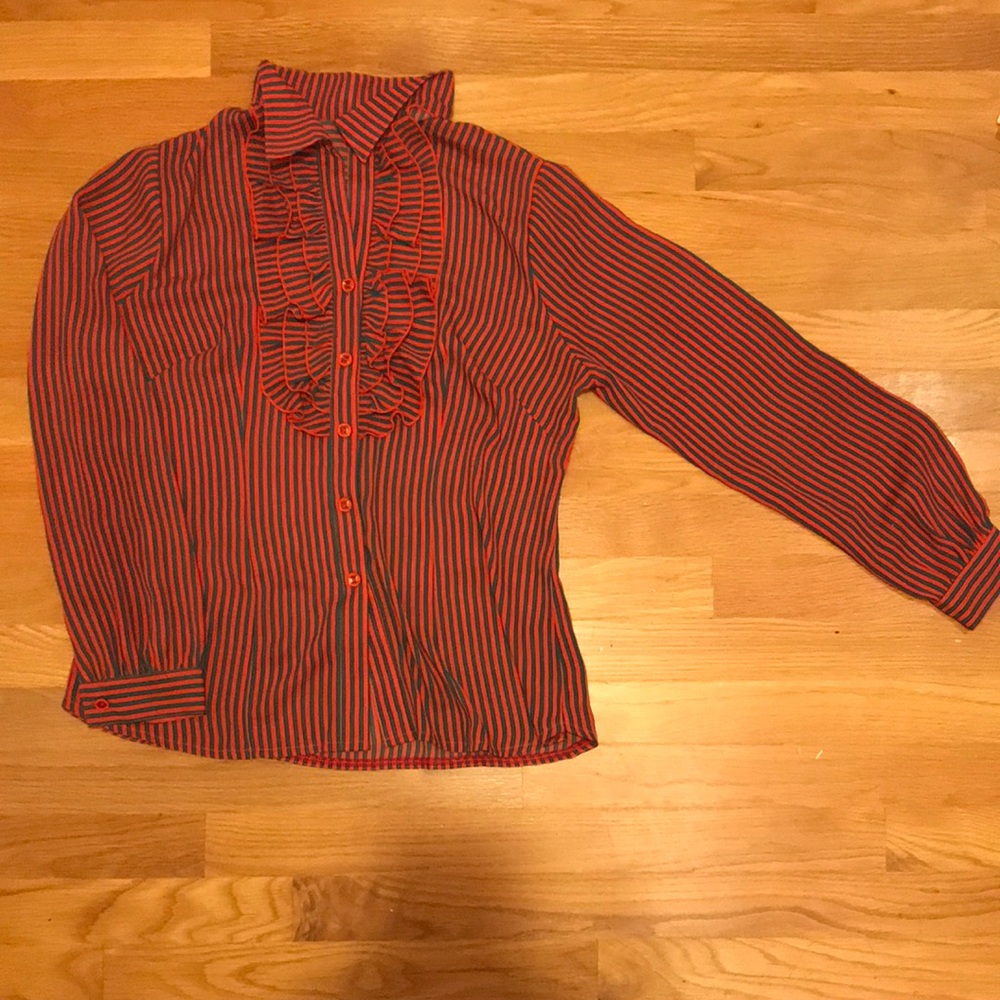 Colorful Striped Blue and Orange Blouse